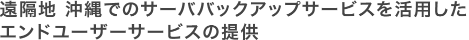 遠隔地 沖縄でのサーババックアップサービスを活用したエンドユーザーサービスの提供